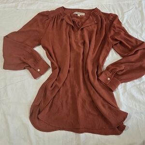 LOFT Rust Long Sleeve Blouse